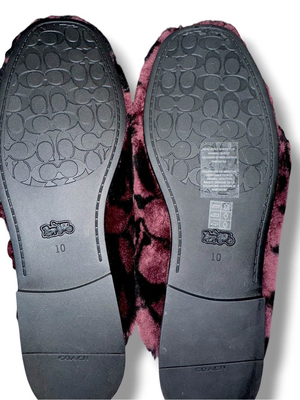 Coach SZ 10 Slipper Shoe Signature Shearling in the Merlot/Black NIB GIFT UNISEX - Picture 3 of 14